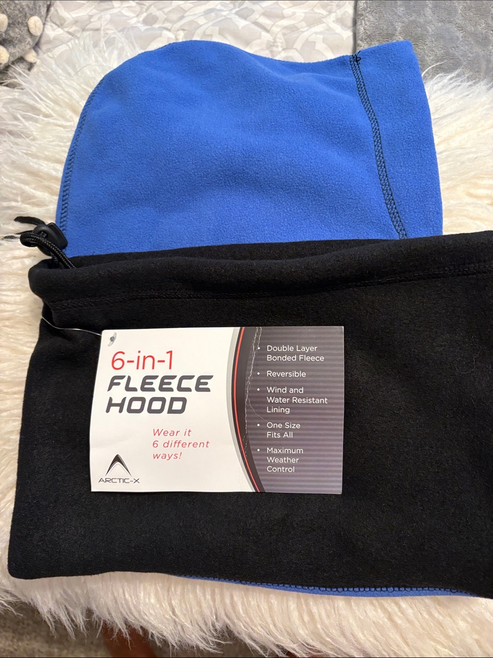 Arctic-X Reversible 6-in-1 Fleece Hood - Black & Royal Blue